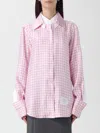 Thom Browne Checked Silk Shirt In Pink