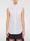 Thom Browne Classic Sleeveless Point Collar Shirt In White