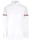 Thom Browne Cotton Shirt With Chest Pocket And Cuffed Sleeves In White