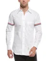 Thom Browne Cotton Shirt With Grosgrain Stripes And Timeless Silhouette In White