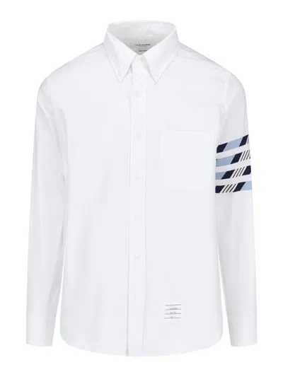 Thom Browne Grey Funmix Checked Cotton Shirt In Medium Blue