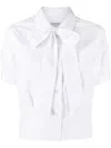 Thom Browne Poplin Shirt With Short Sleeves And Bow In White