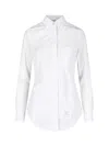 Thom Browne Logo-patch Buttoned Shirt In White