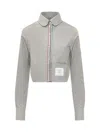 Thom Browne Classic Crop Cotton Button-up Shirt In Med Grey