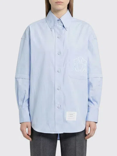 Thom Browne Oversized Cotton Shirt In Blue