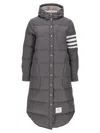 Thom Browne Grey Side-stripe-detail Padded Coat