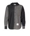 Thom Browne Hooded Shirt Drawstring Detail In Gray