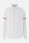 Thom Browne Vertical Stripe Button-down Shirt With Rwb Detail In Multi