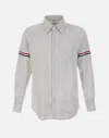 Thom Browne Button-down Striped Oxford Shirt In Gray