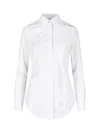 Thom Browne Women Logo Stripe Classic Shirt In White