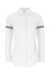 Thom Browne Button-down Collar Shirt With Subtle Striped Pattern In White