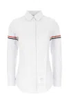 Thom Browne Button-down Collar Shirt With Subtle Striped Pattern In White