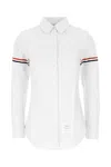 Thom Browne Button-down Collar Shirt With Subtle Striped Pattern In White