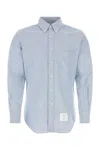 Thom Browne Light Blue Shirt With Button-down Collar And Striped Rwb Detail On The Rear In Cotton Ma In Blue