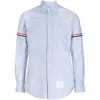 Thom Browne Striped Buttoned Shirt In Blue