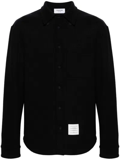 Thom Browne Herringbone Button-up Overshirt In Black