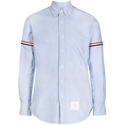 Thom Browne Oxford Long-sleeved Shirt With Armband In Blue