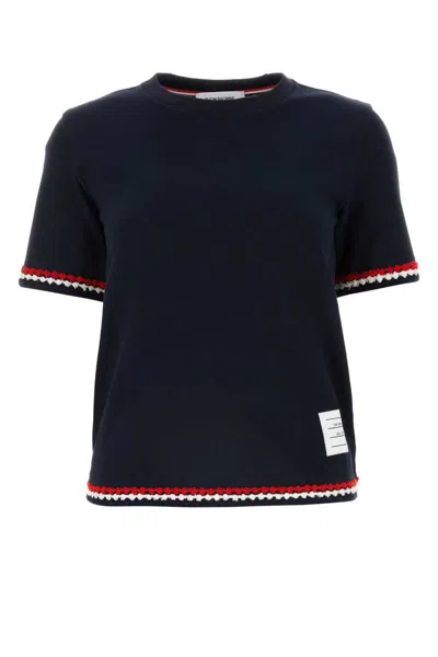 Thom Browne Woman T-shirt Midnight Blue Size 8 Cotton