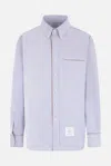 Thom Browne Button Down Shirt With Gros Grain Trim In Blue