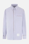 Thom Browne Camicia Button Down Con Finiture In Gros Grain In Blue