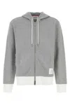 Thom Browne Zip Hoodie Tricolor Detail In Gray