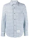 Thom Browne Mens Medium Blue Check-pattern Slip-pocket Regular-fit Cotton Shirt In Medium Blue