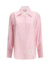 Thom Browne Checked Silk Shirt In Pink