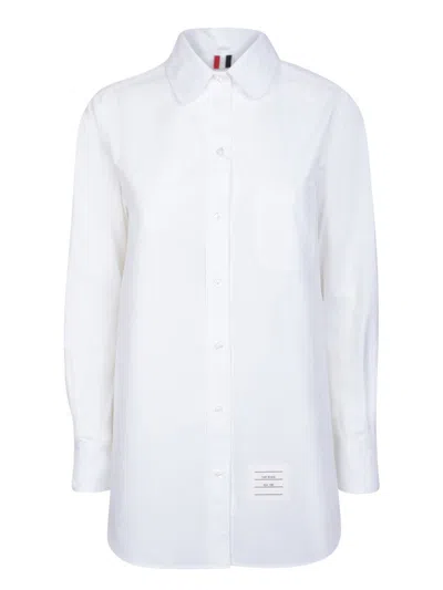 Thom Browne Logo-patch Long-sleeved Shirt In White