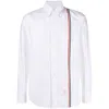 Thom Browne Long-sleeved Poplin Shirt With Signature Stripes In White