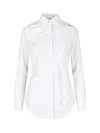 Thom Browne Logo-patch Buttoned Shirt In White