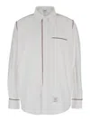 Thom Browne Long-sleeve Cotton Shirt With Subtle Piping Details In White