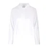 Thom Browne Long Sleeve Tucked Blouse In Poplin White In White