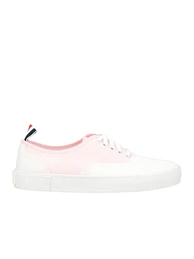 Thom Browne Canvas Low-top Sneakers With Striped Pull Tab In White