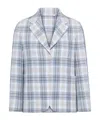 Thom Browne Short Plaid Blazer In Blue