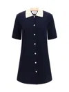 Thom Browne Collared Dress With Short Sleeves In Blue