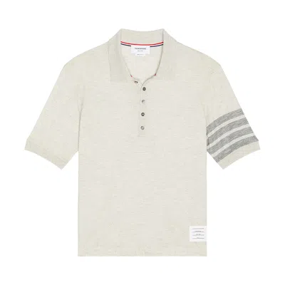 Pre-owned Thom Browne Short-sleeve 4 Bar Rib Cuff Polo In Wool Jersey 'pale Grey' | Men's Size 4 In Gray
