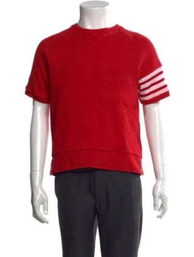 Pre-owned Thom Browne Short Sleeve 4-bar Thermal Crew Neck T-shirt In Red