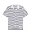 Thom Browne Short Sleeve Button Down Shirt In Navy