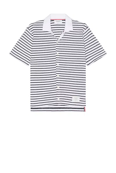 Thom Browne Short Sleeve Button Down Shirt In Navy