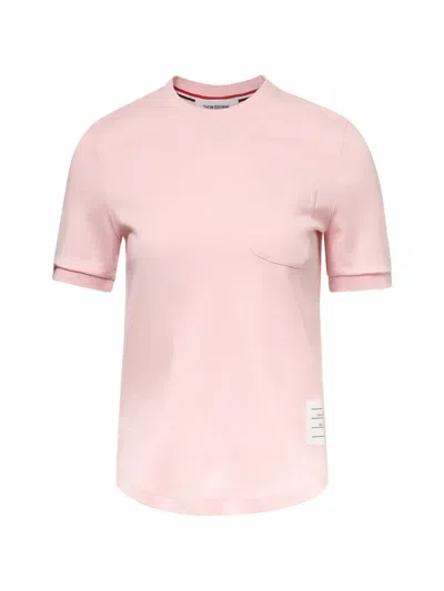 Thom Browne Short-sleeve Chest-pocket T-shirt In Pink