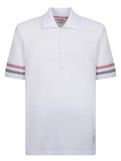 Thom Browne Short Sleeve Cotton Polo Shirt In White