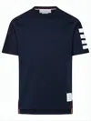 Thom Browne Short-sleeve Crew Neck T-shirt With Bold Sleeve Stripes In Black
