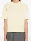 Thom Browne Short Sleeve Jersey T-shirt With Four Bar Stripe In Yellow