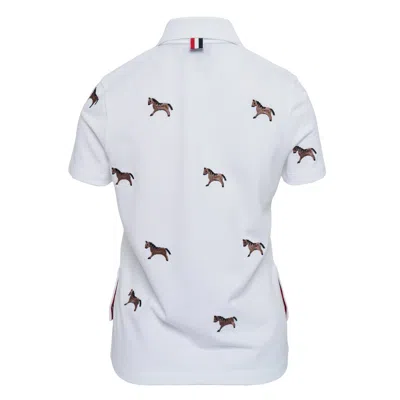 Thom Browne Short Sleeve Horse Polo In White
