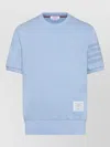 Thom Browne Short Sleeve Jersey T-shirt Rib Cuff Stripes In Blue