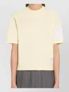 Thom Browne Short Sleeve Jersey T-shirt With Four Bar Stripe In White