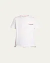Thom Browne Short-sleeve Crew Neck T-shirt With Chest Pocket And Striped Trim Detail In White