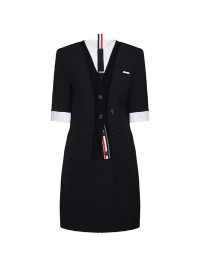 Thom Browne Short-sleeve Mini Dress In Black