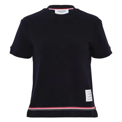 Thom Browne Short Sleeve Notch Tee In Black