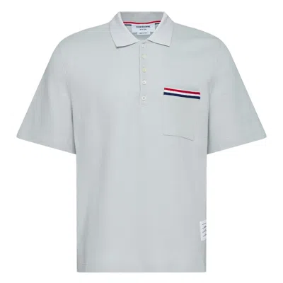 Thom Browne Short Sleeve Pocket Polo In Blue